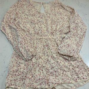 Pink and cream floral romper